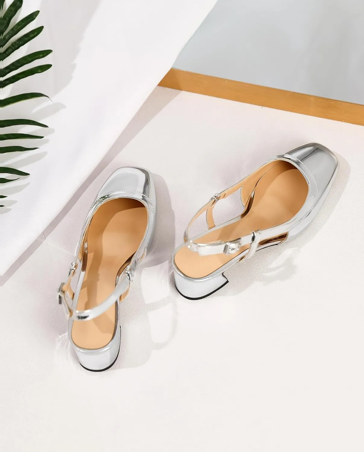 Joseywade Slingback Low Block Chunky Heels Pumps 2 Inch Closed Square Toe Shoes Women Heeled Sandals