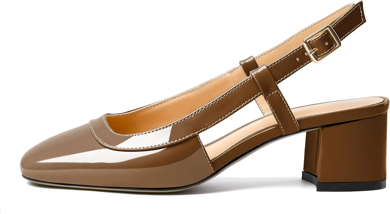 Joseywade Slingback Low Block Chunky Heels Pumps 2 Inch Closed Square Toe Shoes Women Heeled Sandals