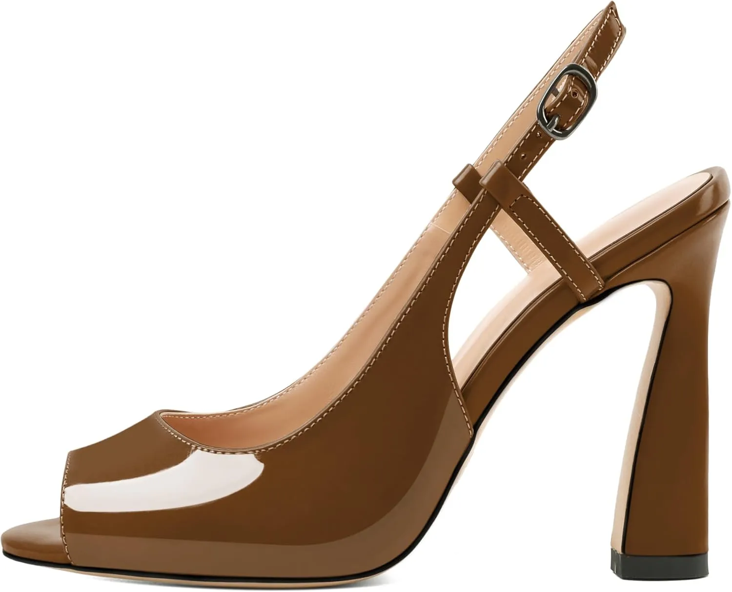 Joseywade Women Slingback Stiletto High Heel Pumps 4'' Heeled Sandals Peep Toe Flare Heel Dress Shoes