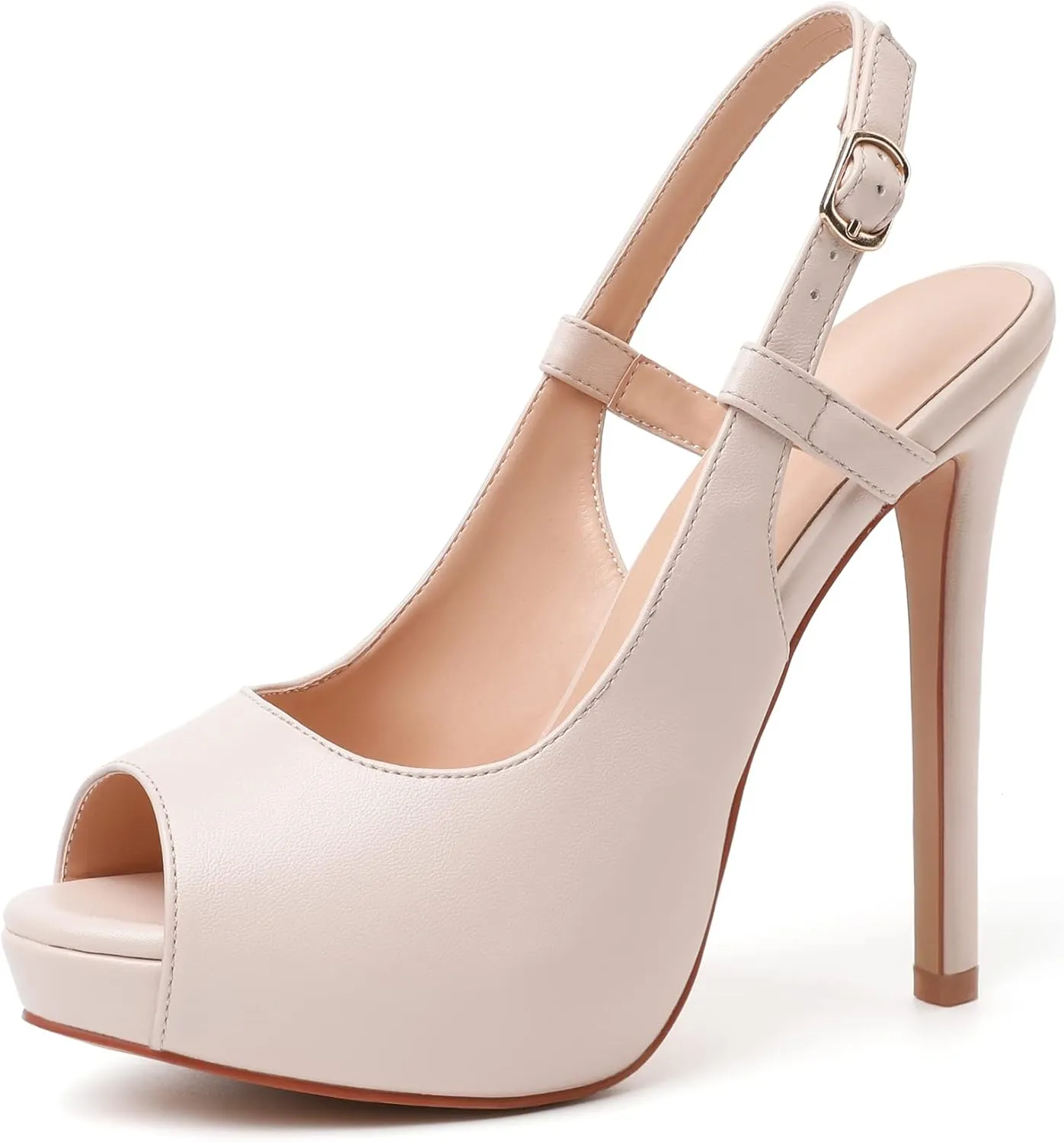 Joseywade Women's Peep Toe High Heel Slingback Pumps Platform Stiletto Heel 5 Inches Party Wedding Dress Shoes