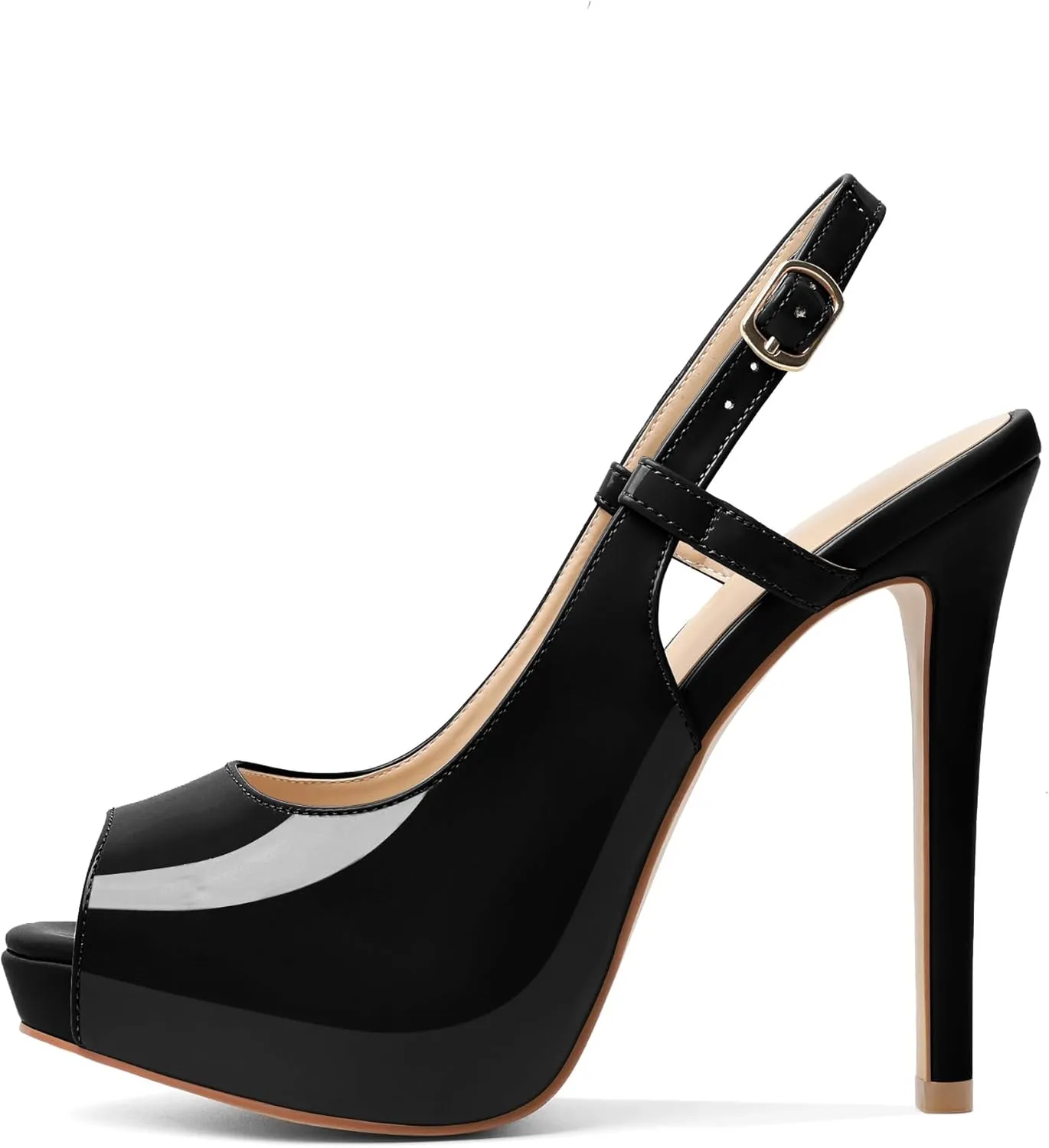 Joseywade Women's Peep Toe High Heel Slingback Pumps Platform Stiletto Heel 5 Inches Party Wedding Dress Shoes