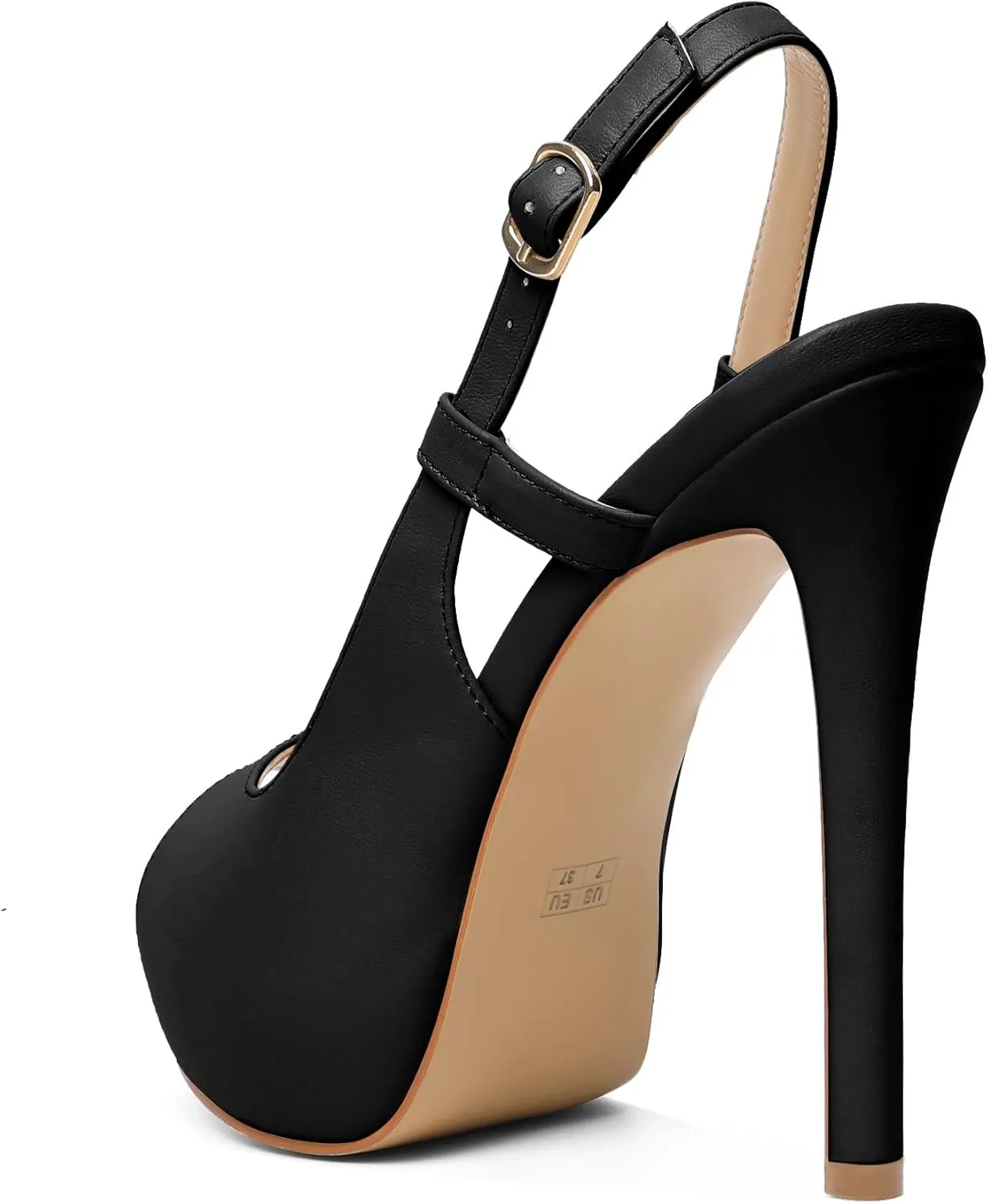 Joseywade Women's Peep Toe High Heel Slingback Pumps Platform Stiletto Heel 5 Inches Party Wedding Dress Shoes