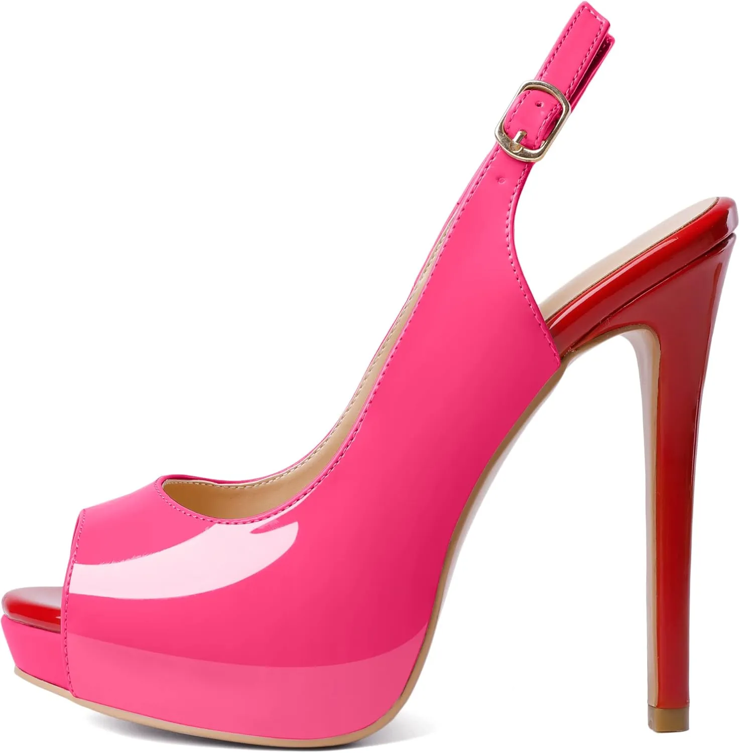 Joseywade Women's Peep Toe Slingback Platform Heel Pumps High Heel Sandals 5 Inch Stiletto Heel Dance Shoes