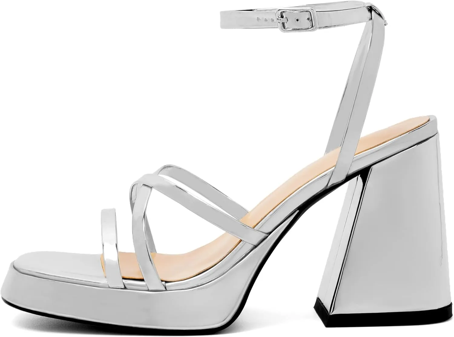 Joseywade Women's Platform Chunky Block High Heels Strappy Ankle Strap Heeled Sandals 4 Inch Open Toe Dress Shoes