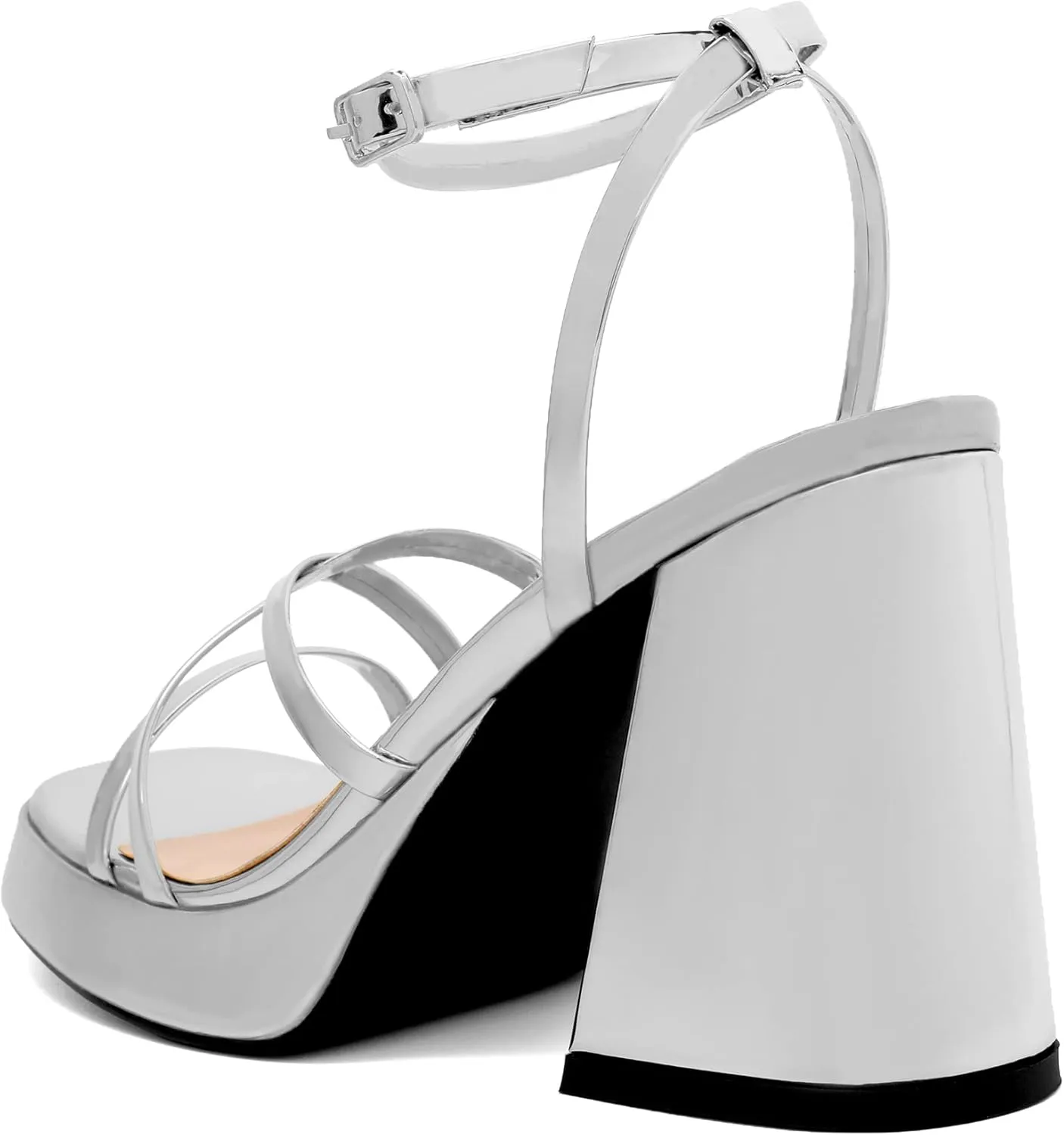 Joseywade Women's Platform Chunky Block High Heels Strappy Ankle Strap Heeled Sandals 4 Inch Open Toe Dress Shoes