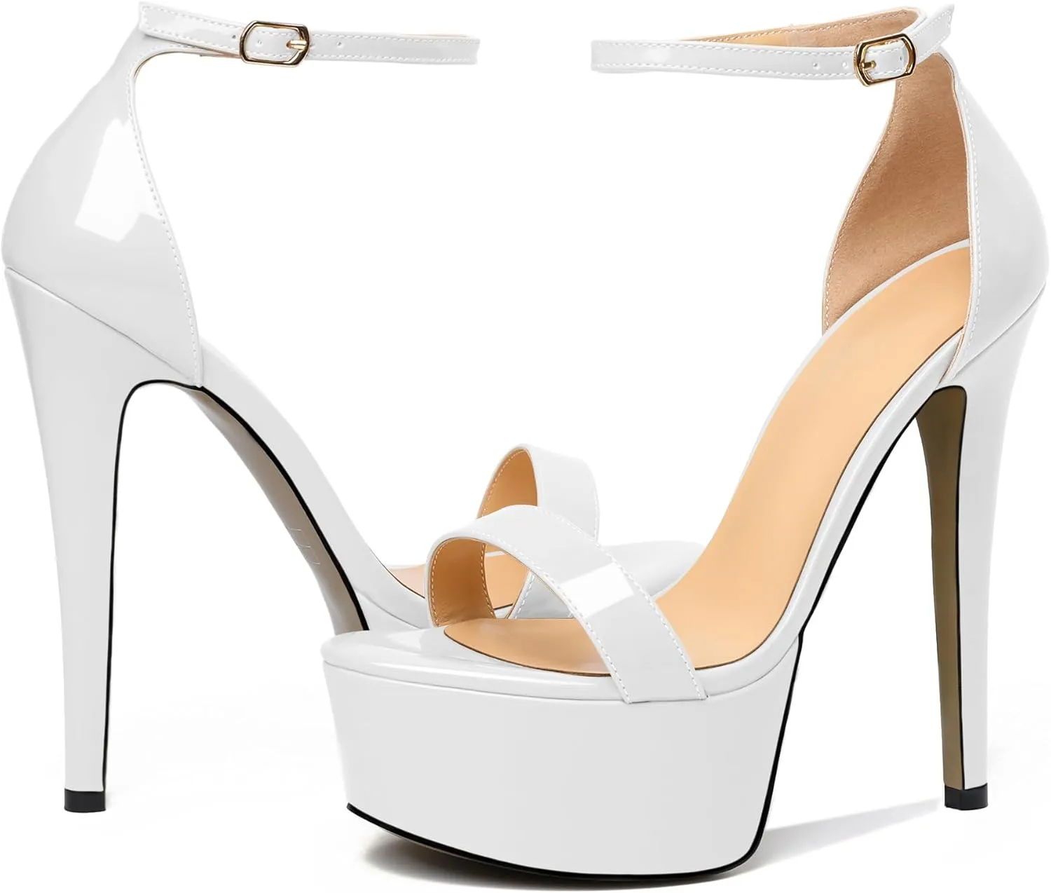 Joseywade Women's Platform Stiletto High Heel Sandals Open Toe Heels Sky High Heels 6 Inch One Strap Pump Shoes