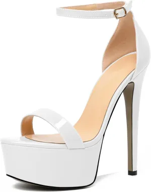 Joseywade Women's Platform Stiletto High Heel Sandals Open Toe Heels Sky High Heels 6 Inch One Strap Pump Shoes
