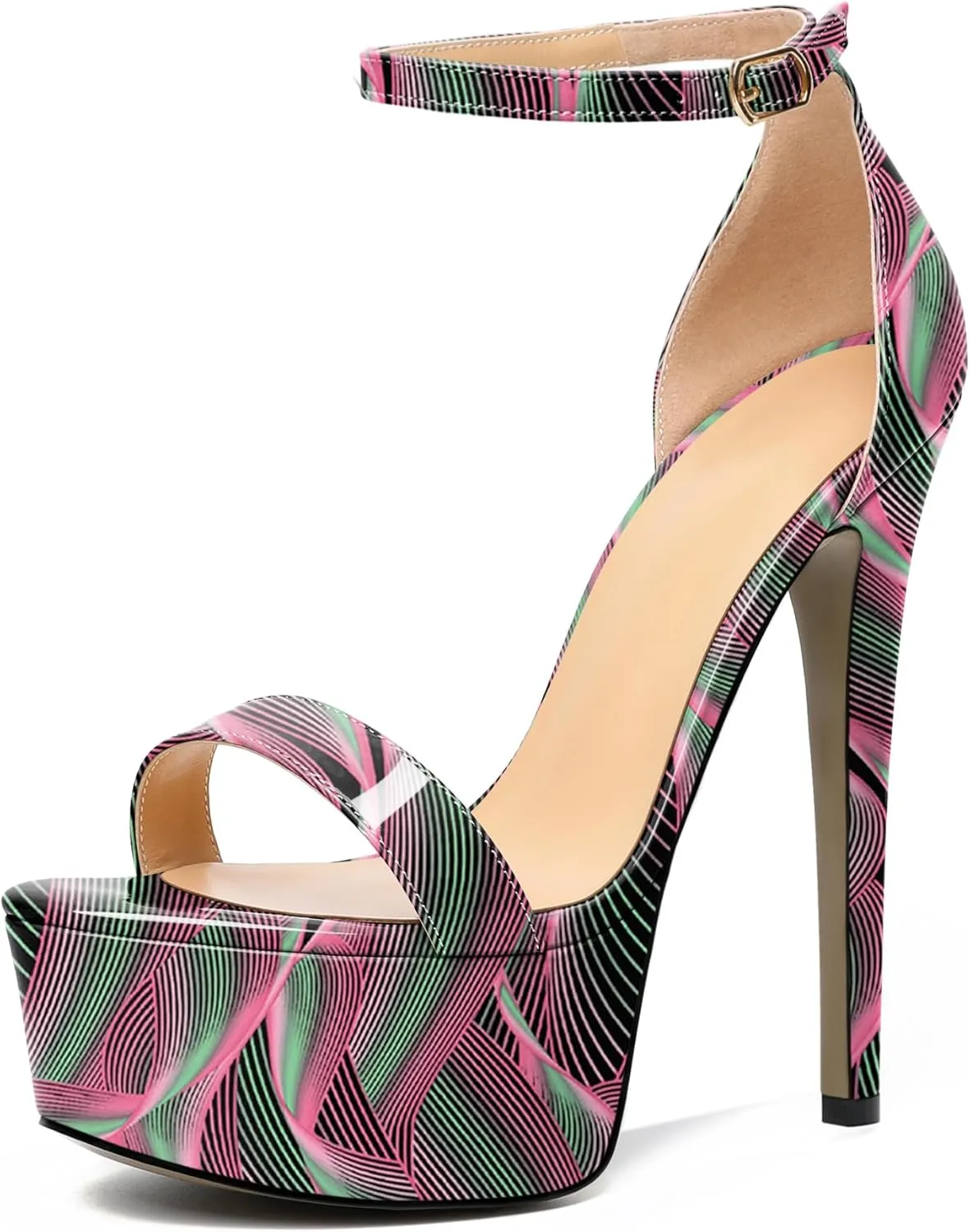 Joseywade Women's Platform Stiletto High Heel Sandals Open Toe Heels Sky High Heels 6 Inch One Strap Pump Shoes