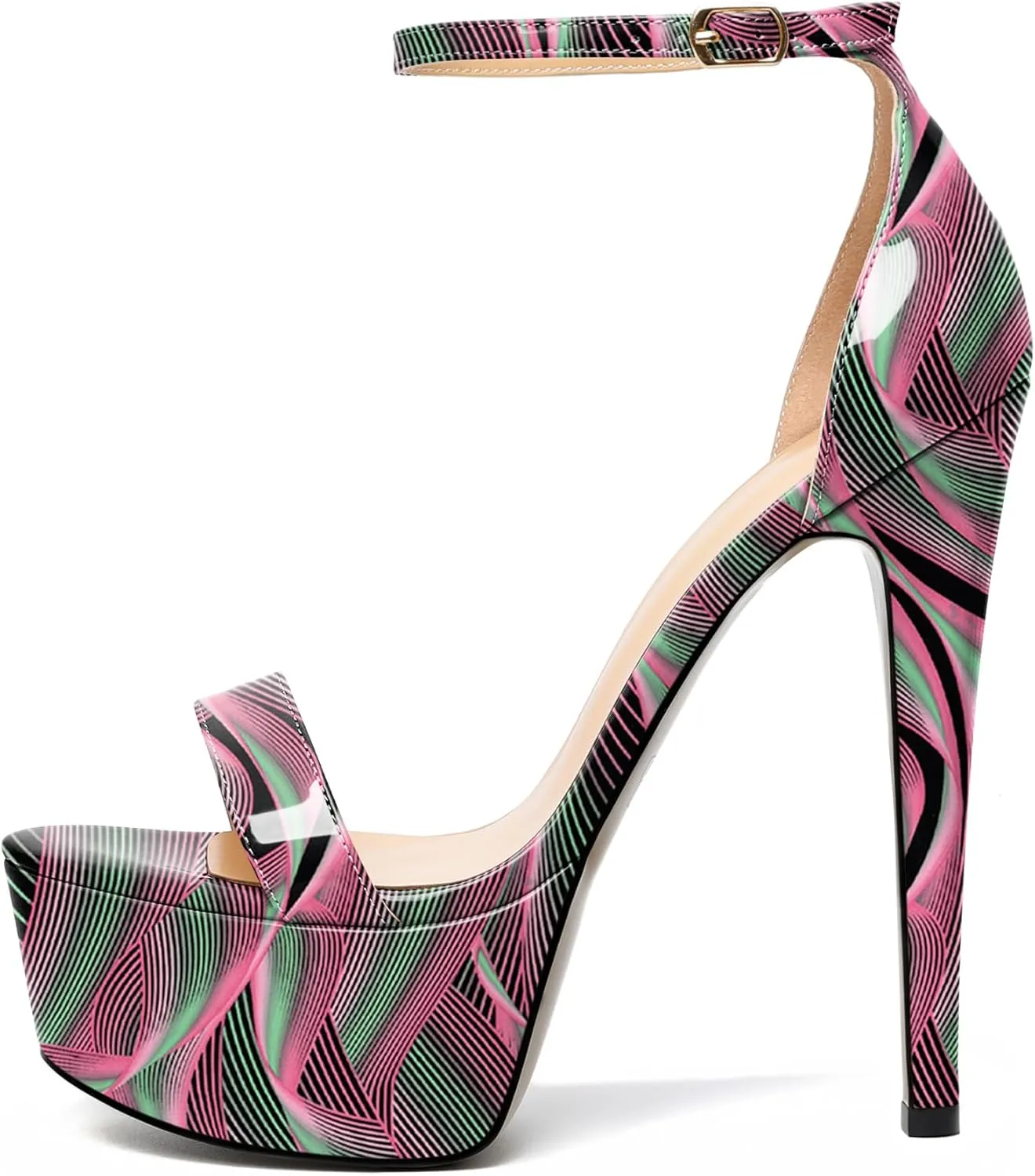 Joseywade Women's Platform Stiletto High Heel Sandals Open Toe Heels Sky High Heels 6 Inch One Strap Pump Shoes