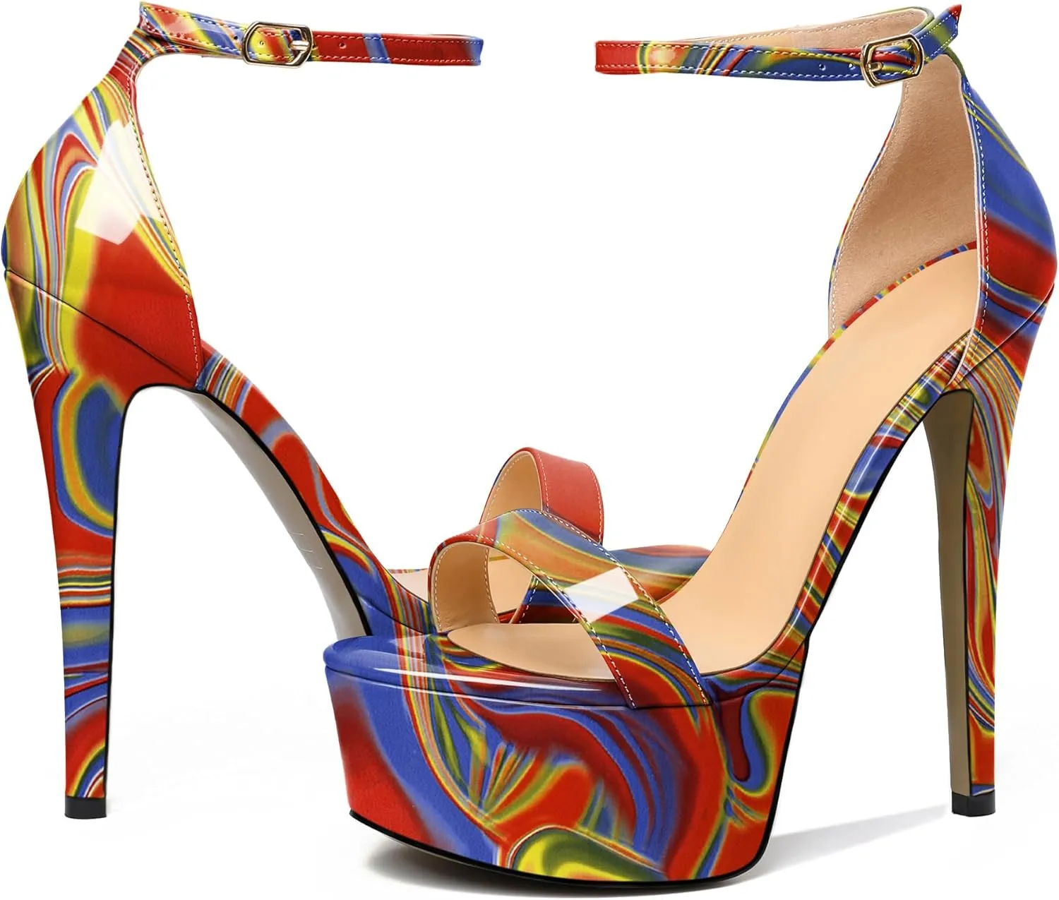 Joseywade Women's Platform Stiletto High Heel Sandals Open Toe Heels Sky High Heels 6 Inch One Strap Pump Shoes
