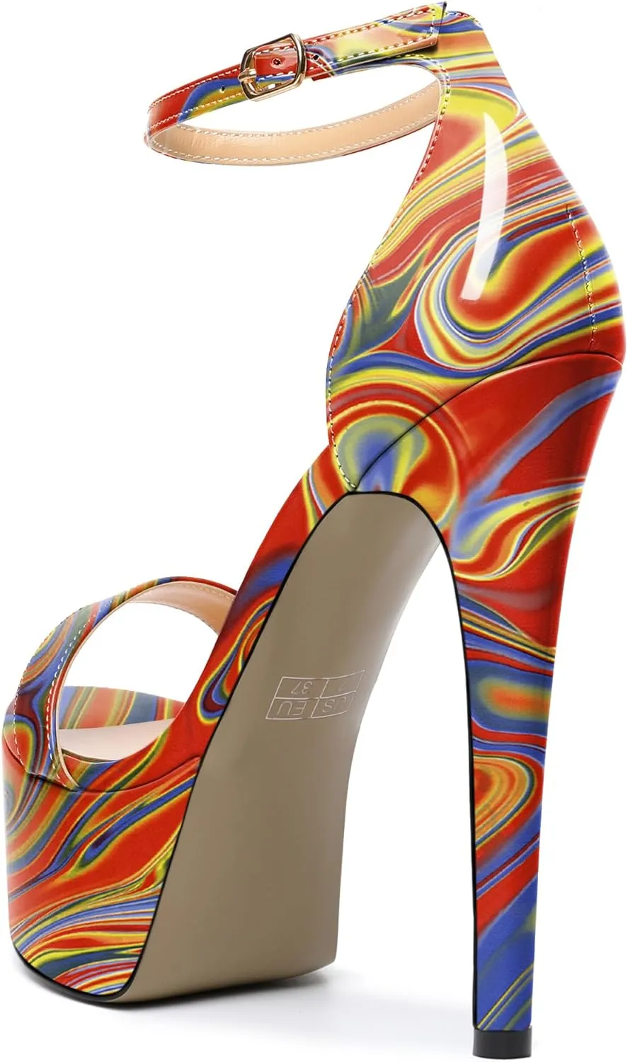 Joseywade Women's Platform Stiletto High Heel Sandals Open Toe Heels Sky High Heels 6 Inch One Strap Pump Shoes