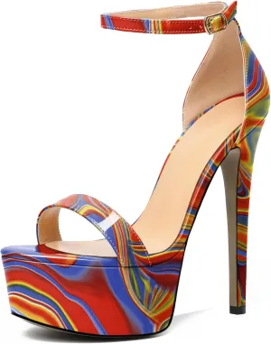 Joseywade Women's Platform Stiletto High Heel Sandals Open Toe Heels Sky High Heels 6 Inch One Strap Pump Shoes