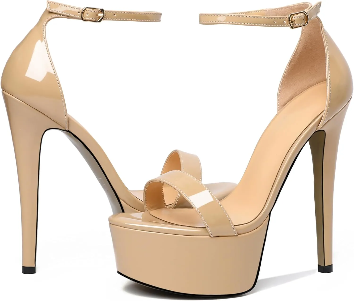 Joseywade Women's Platform Stiletto High Heel Sandals Open Toe Heels Sky High Heels 6 Inch One Strap Pump Shoes