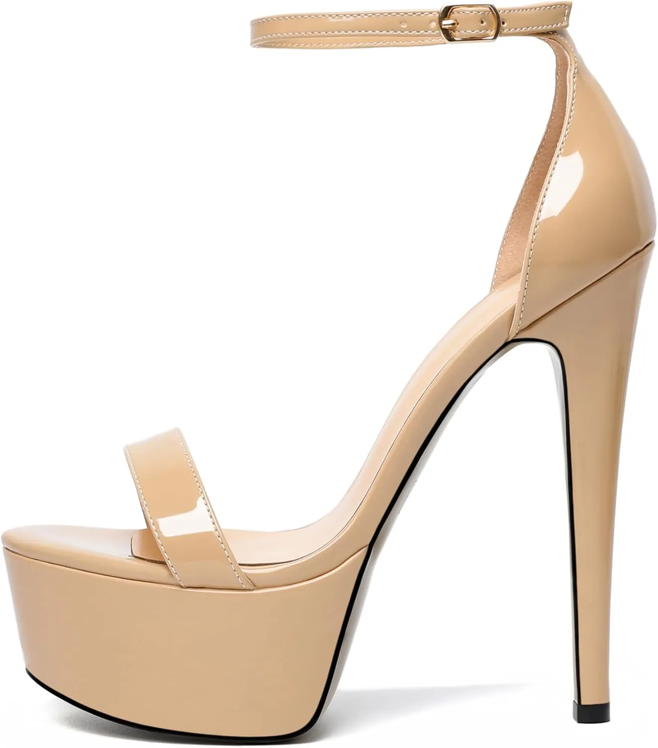 Joseywade Women's Platform Stiletto High Heel Sandals Open Toe Heels Sky High Heels 6 Inch One Strap Pump Shoes