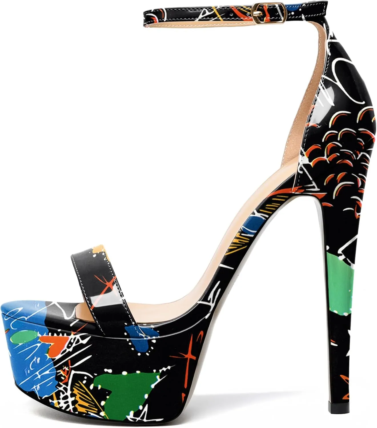 Joseywade Women's Platform Stiletto High Heel Sandals Open Toe Heels Sky High Heels 6 Inch One Strap Pump Shoes