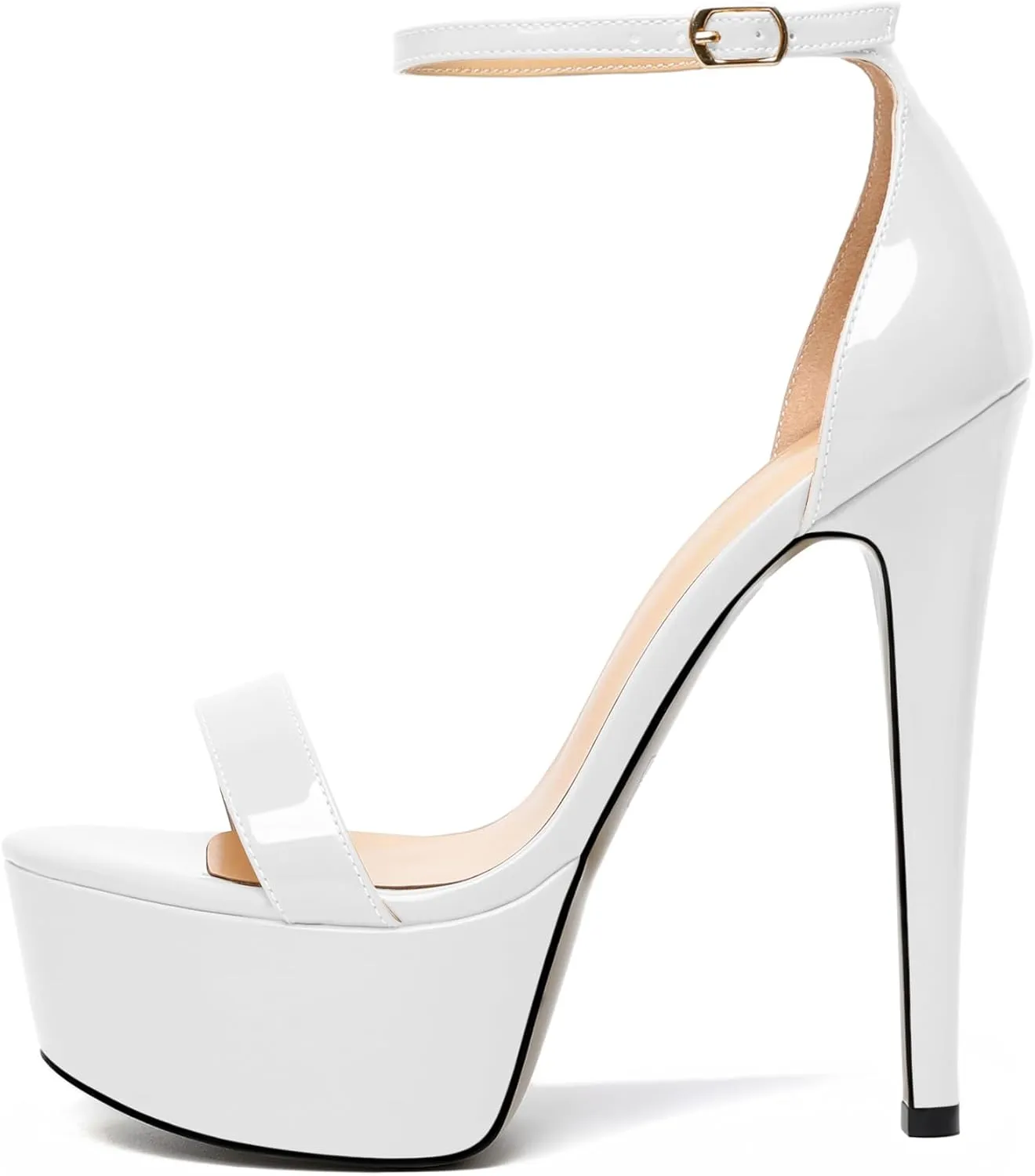 Joseywade Women's Platform Stiletto High Heel Sandals Open Toe Heels Sky High Heels 6 Inch One Strap Pump Shoes
