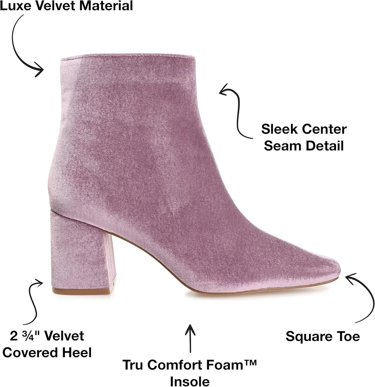Journee Collection Womens Hazara Velvet Cushioned Footbed Ankle Boots