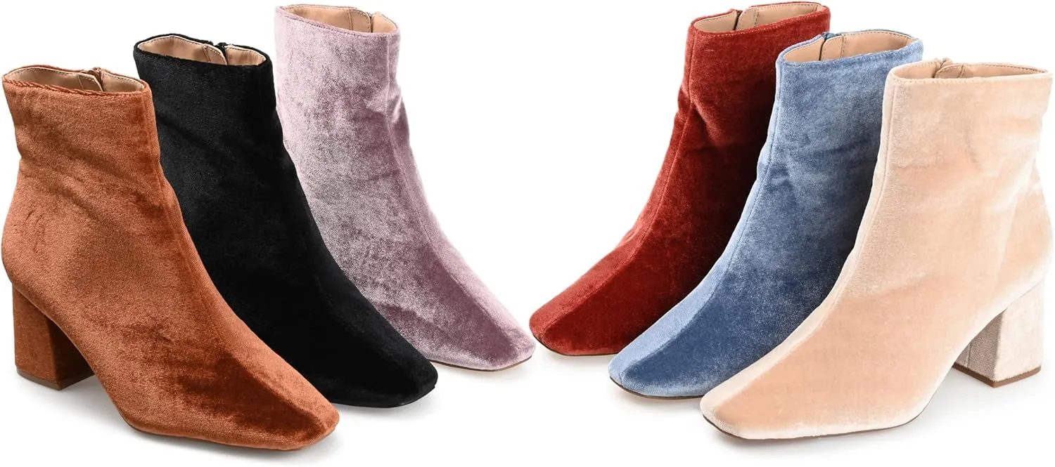 Journee Collection Womens Hazara Velvet Cushioned Footbed Ankle Boots