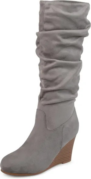 Journee Collection Women's Haze Wedge Knee High Boots - Grey - 7