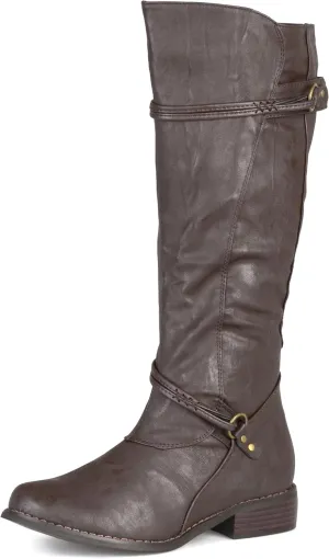 Journee Womens Harley Stacked Heel Riding Boots