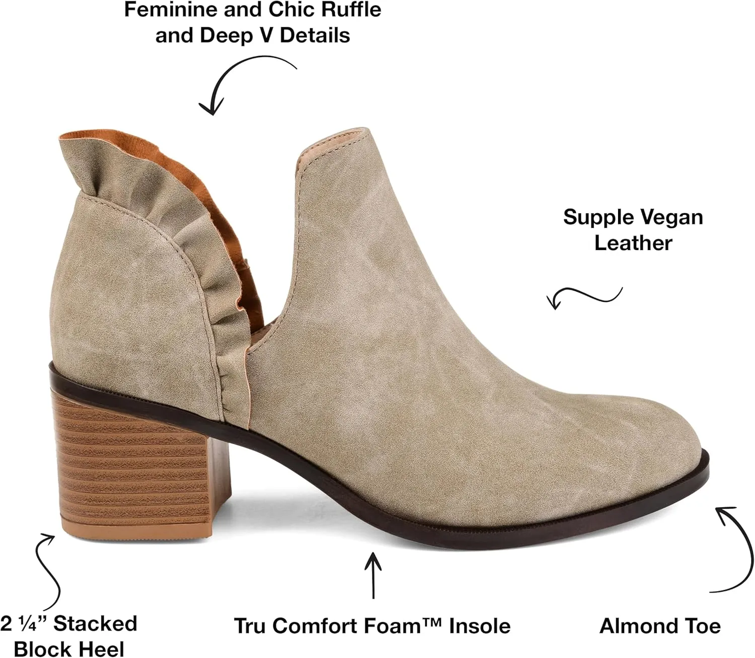 Journee Womens Lennie Tru Comfort Foam Slip On Stacked Heel Booties