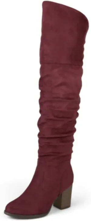 Journee Women's Wide Calf Kaison Boots Wine, 7