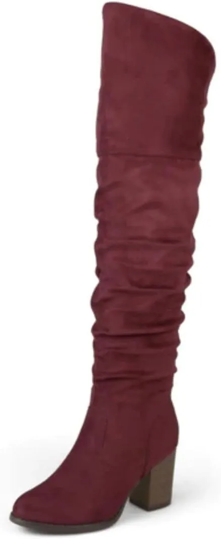 Journee Women's Wide Calf Kaison Boots Wine, 7