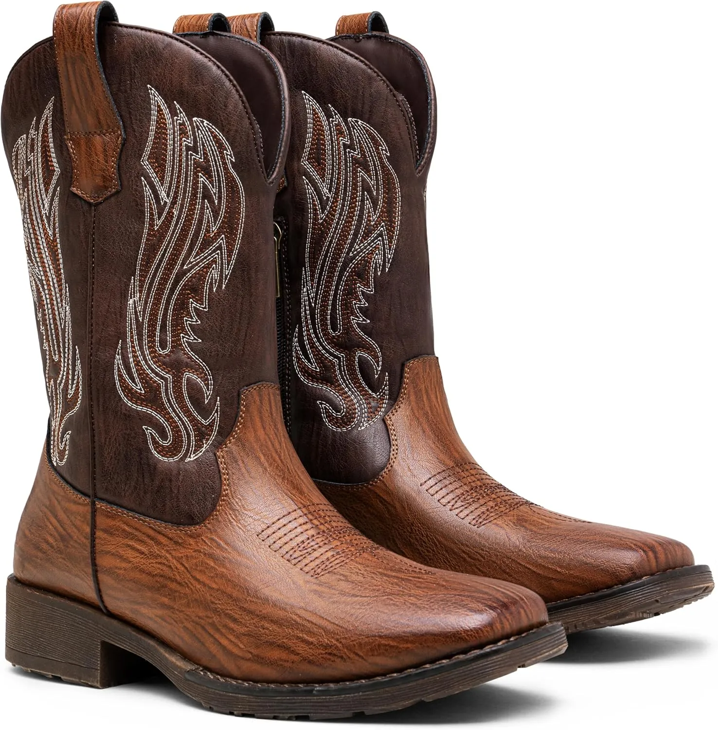 Jousen Cowboy Boots for Men Embroidery Men's Western Boots Retro Square Toe Mens Boots Botas Vaqueras Para Hombre