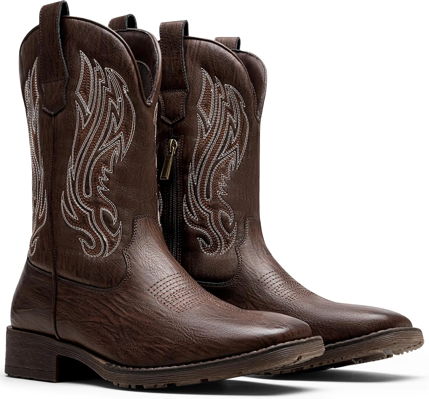 Jousen Cowboy Boots for Men Embroidery Men's Western Boots Retro Square Toe Mens Boots Botas Vaqueras Para Hombre