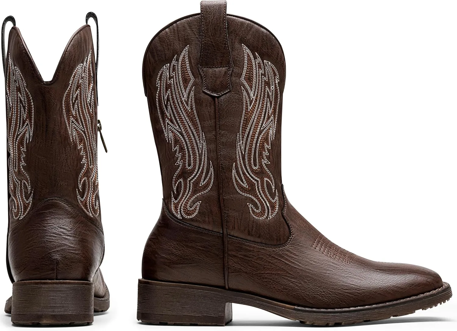 Jousen Cowboy Boots for Men Embroidery Men's Western Boots Retro Square Toe Mens Boots Botas Vaqueras Para Hombre