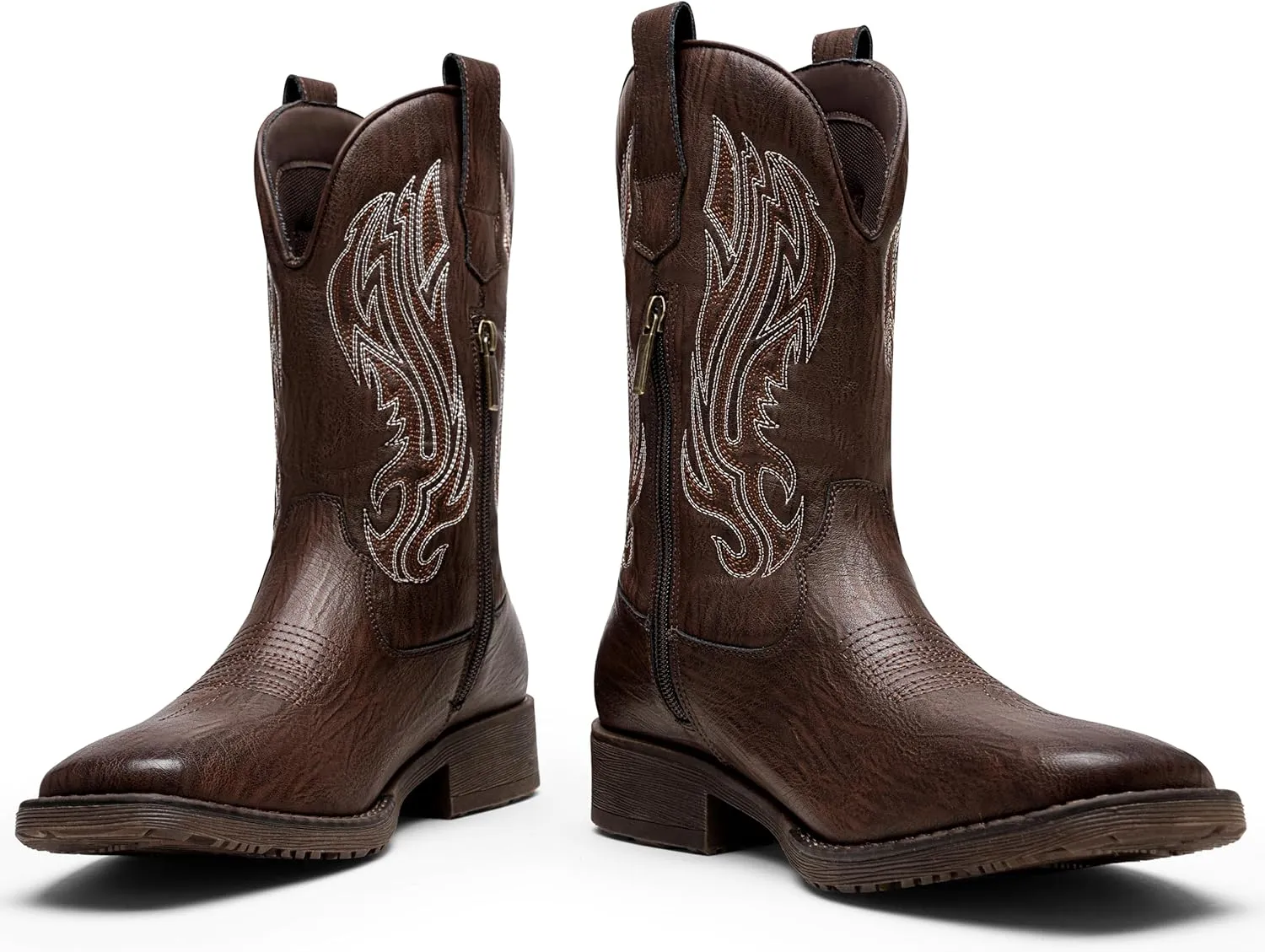 Jousen Cowboy Boots for Men Embroidery Men's Western Boots Retro Square Toe Mens Boots Botas Vaqueras Para Hombre