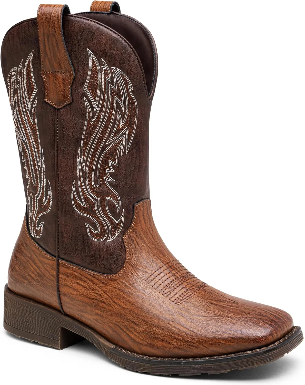 Jousen Cowboy Boots for Men Embroidery Men's Western Boots Retro Square Toe Mens Boots Botas Vaqueras Para Hombre