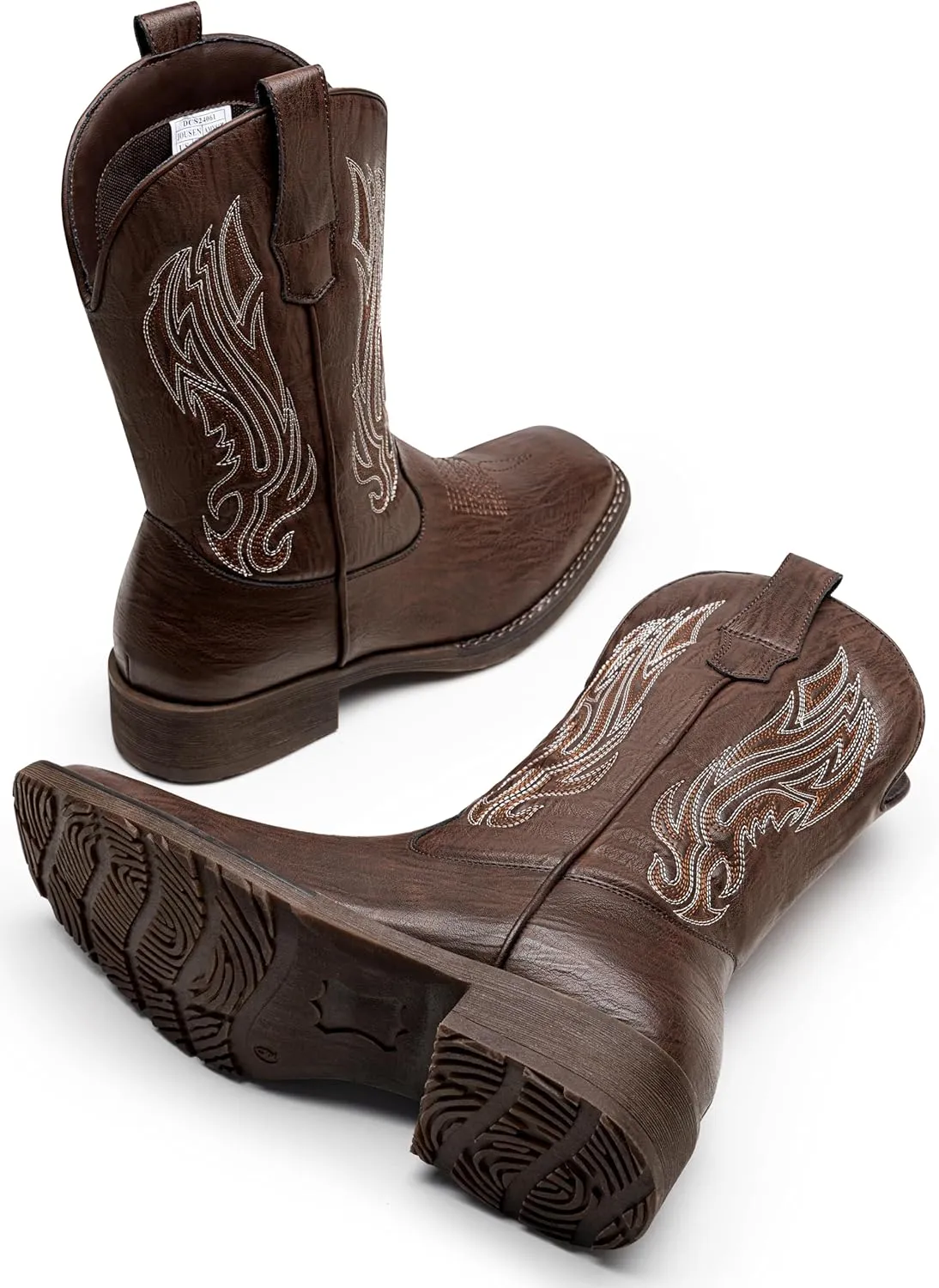 Jousen Cowboy Boots for Men Embroidery Men's Western Boots Retro Square Toe Mens Boots Botas Vaqueras Para Hombre