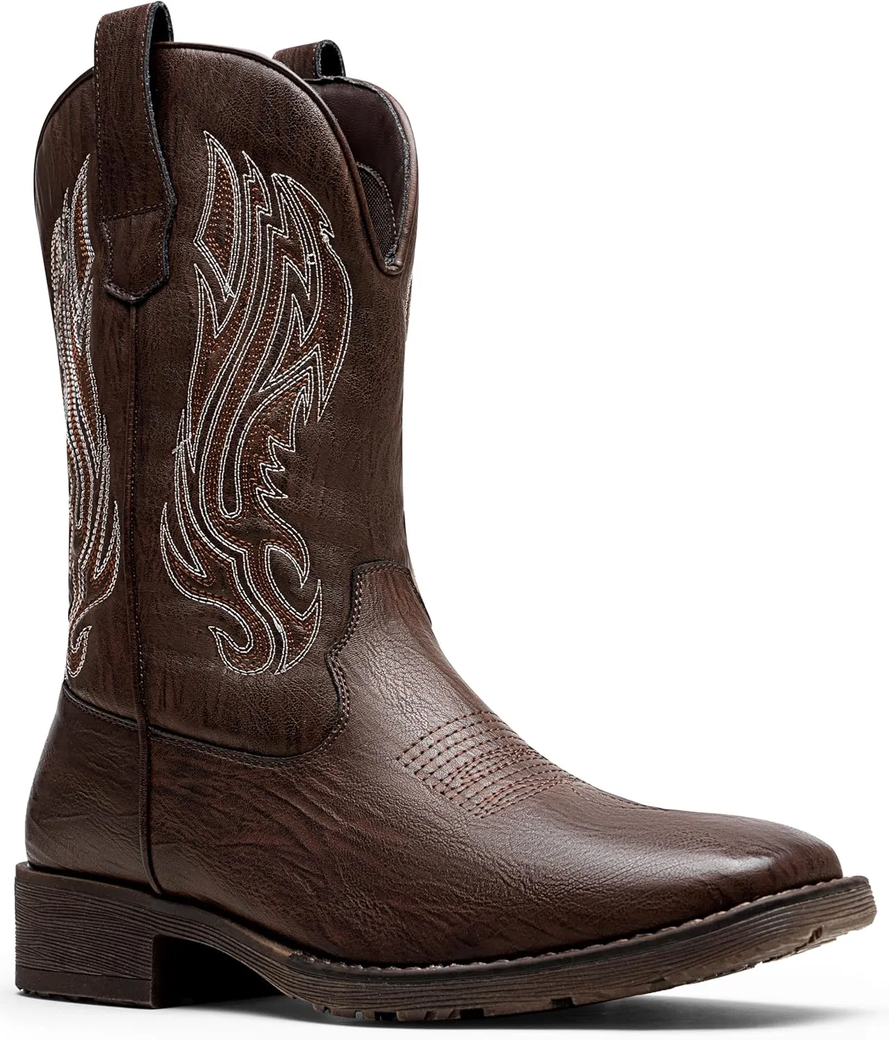 Jousen Cowboy Boots for Men Embroidery Men's Western Boots Retro Square Toe Mens Boots Botas Vaqueras Para Hombre