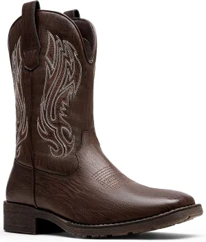 Jousen Cowboy Boots for Men Embroidery Men's Western Boots Retro Square Toe Mens Boots Botas Vaqueras Para Hombre