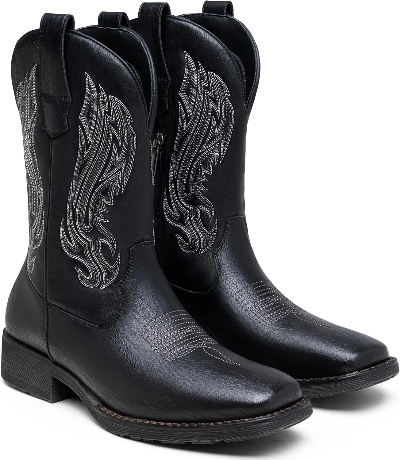 Jousen Cowboy Boots for Men Embroidery Men's Western Boots Retro Square Toe Mens Boots Botas Vaqueras Para Hombre
