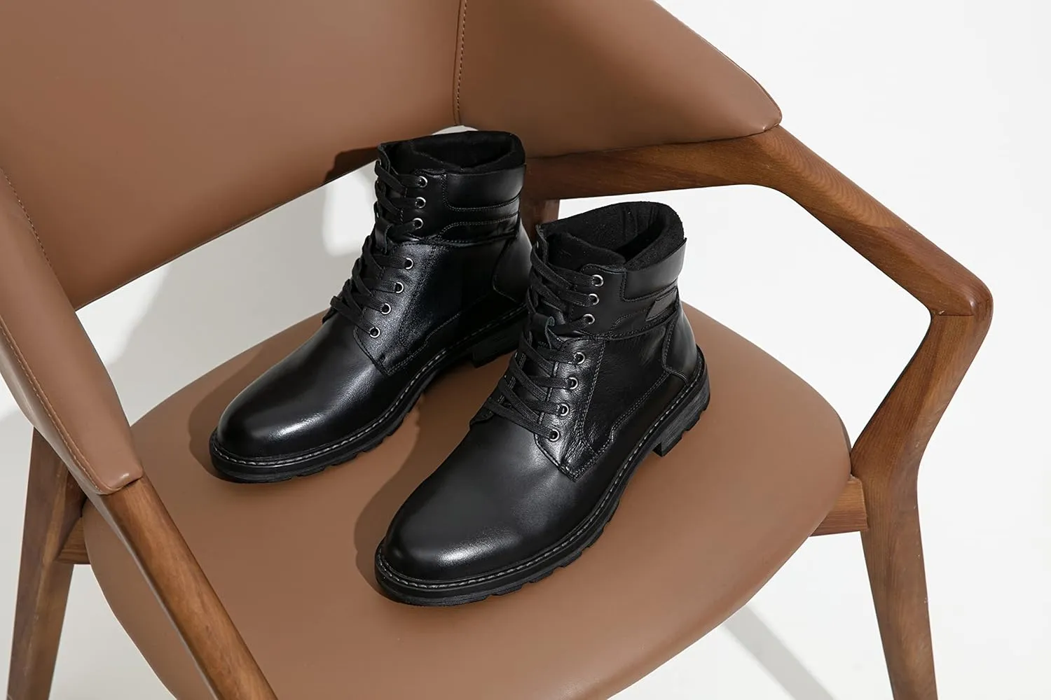 Jousen Mens Boots Casual Leather Boots for Men Chukka Fashion Men's Dress Boots