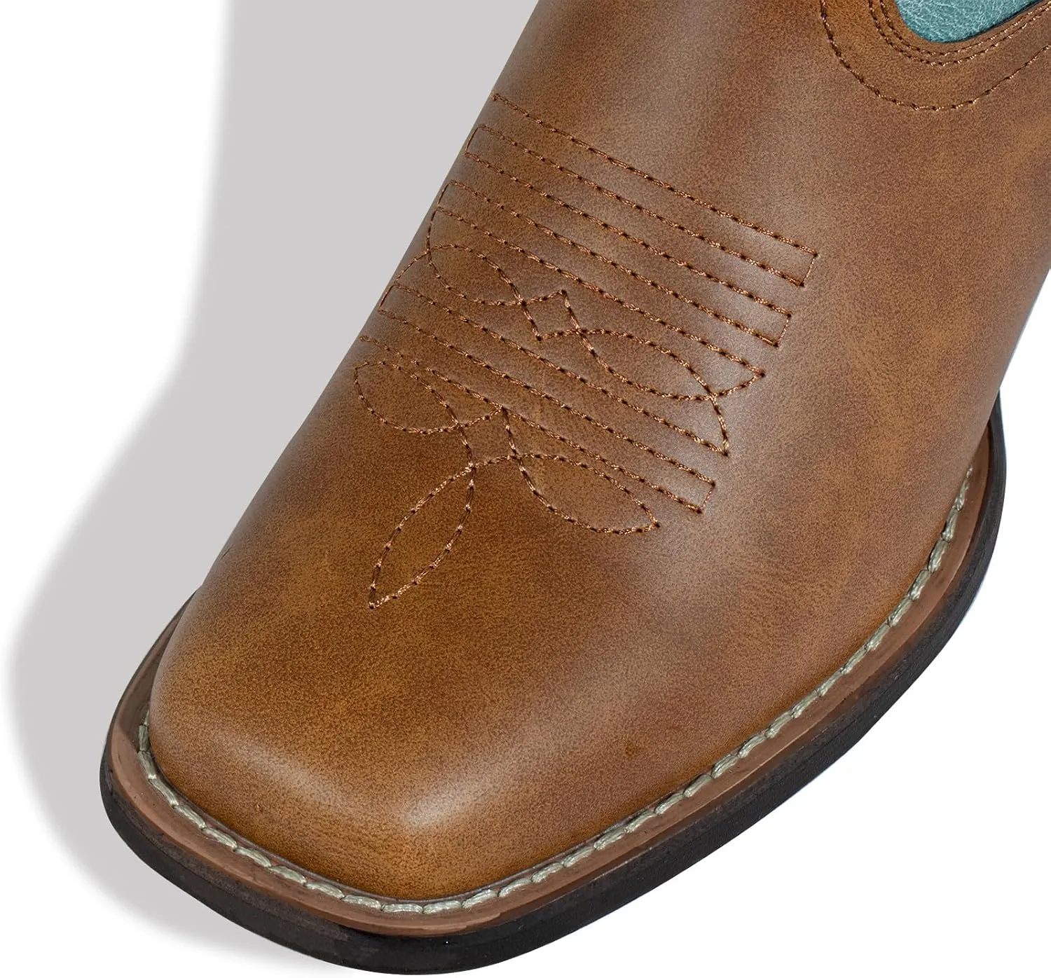 J's.o.l.e Square Toe Cowboy Boots for Women Cowgirl Fashion Two-toned Western Boots Mid Calf Brown