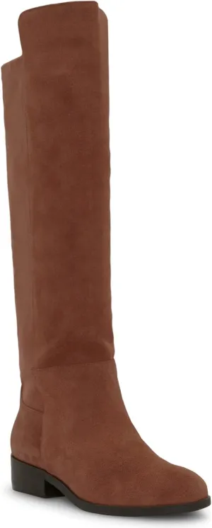 Juliet Holy Womens Knee High Boots Round Toe Chunky Block Heels Suede Fashion Winter Booties