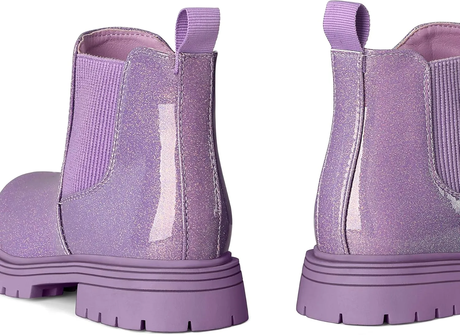 K KomForme Girls Glitter Ankle Boots Side Zipper Chelsea Booties Lug Sole (Toddler/Little Kids/Big Kids)
