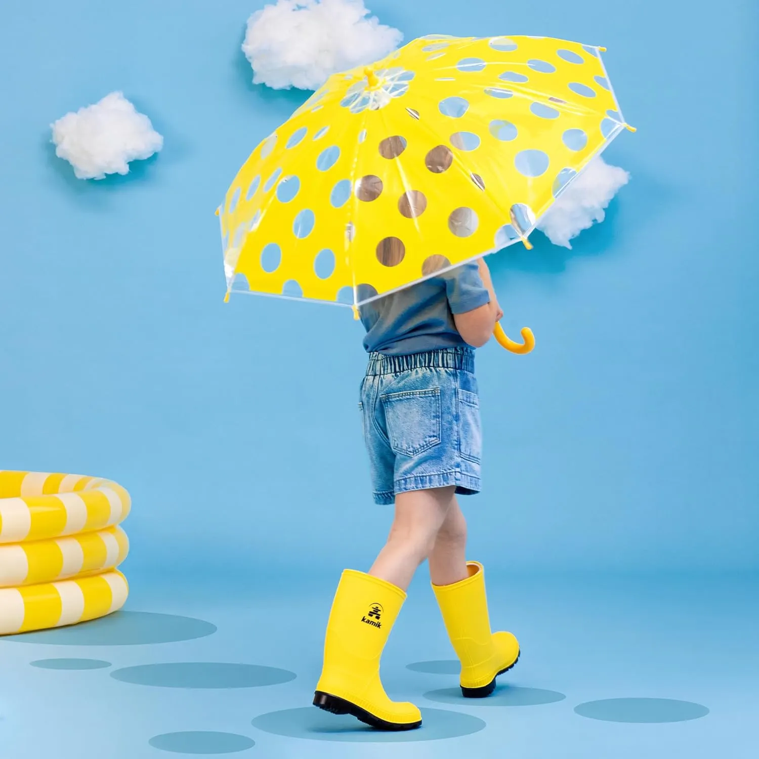 Kamik Kids Stomp Waterproof Rain Boots,Olive,