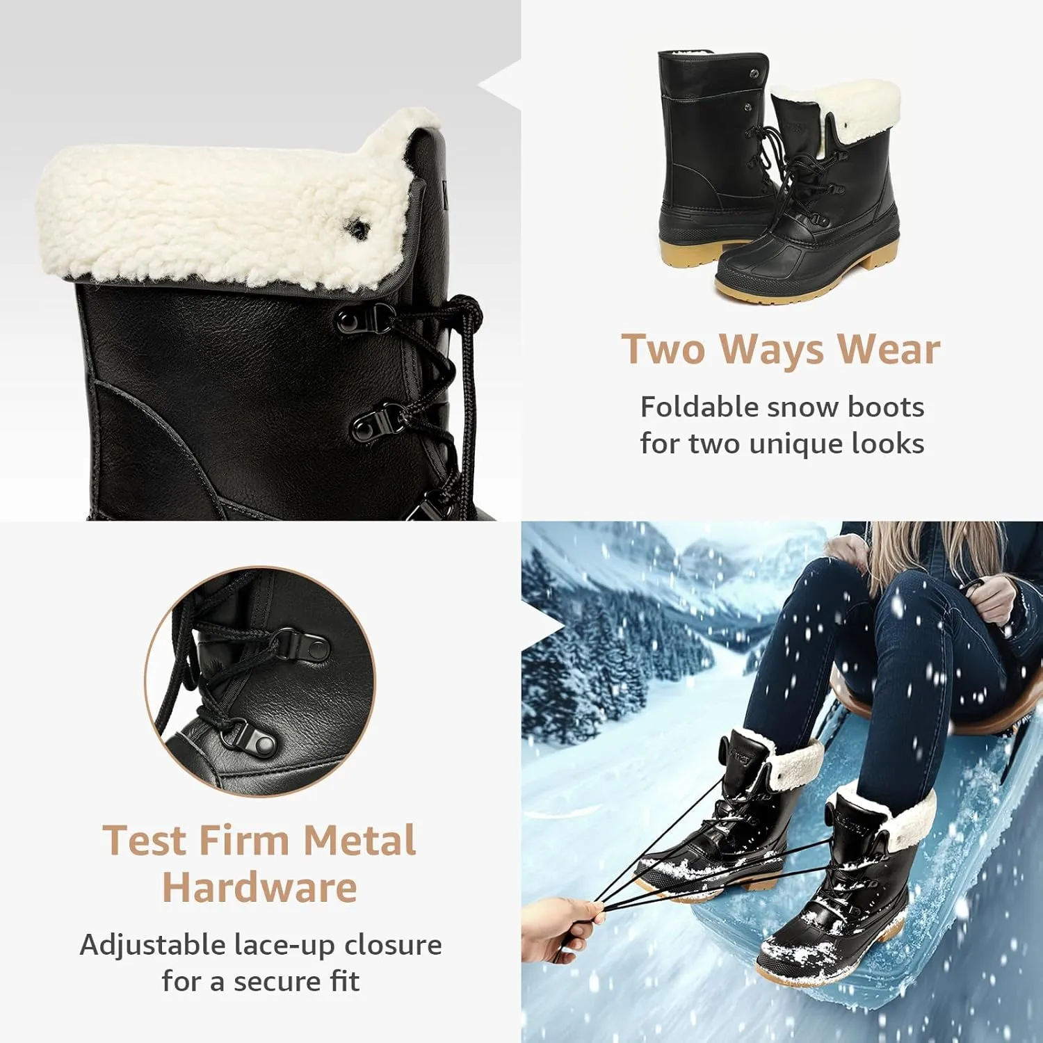 Kelway Snow Boots for Women Waterproof Insulated Warm Winter Shoes with Non-Slip Soles for Hiking Walking Camping