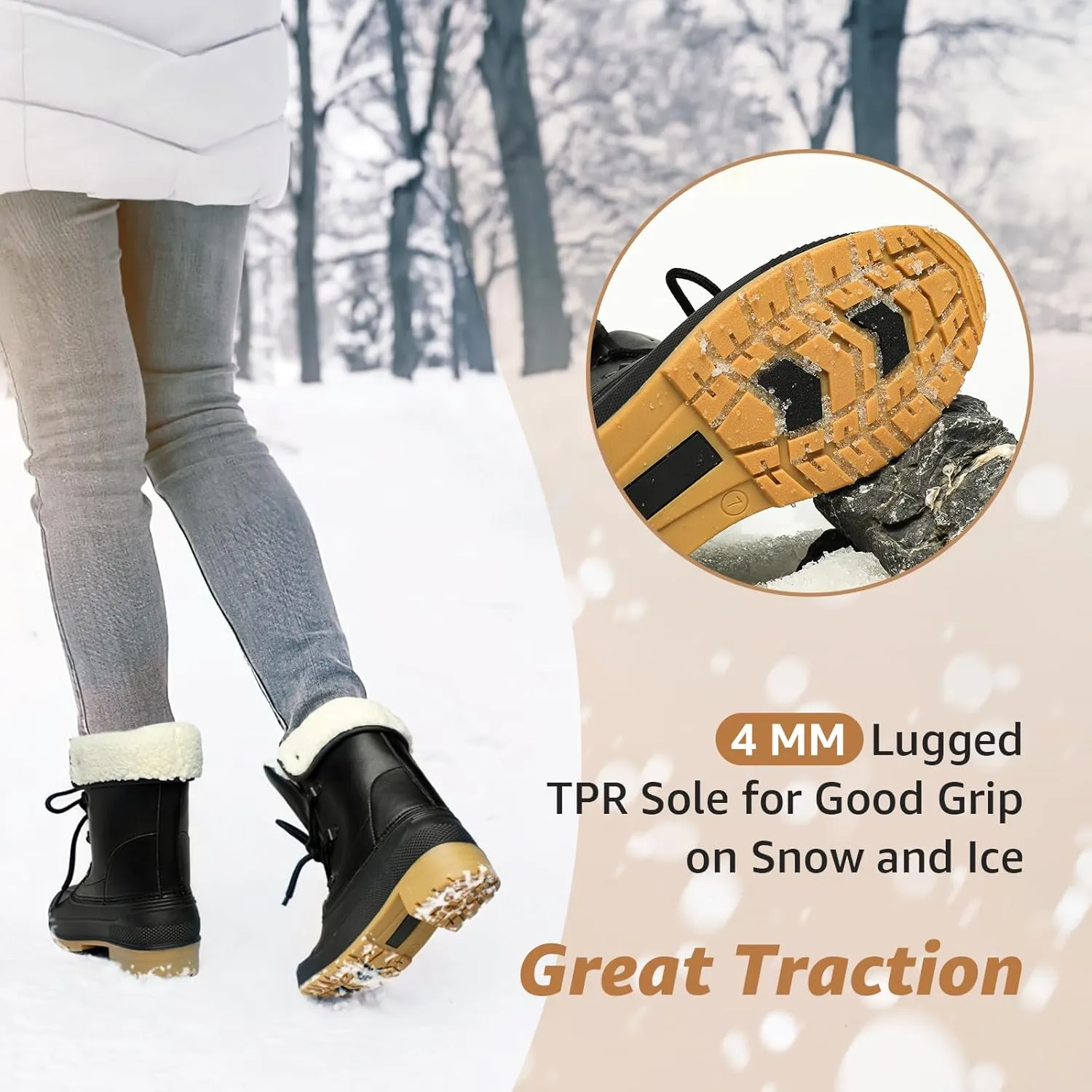 Kelway Snow Boots for Women Waterproof Insulated Warm Winter Shoes with Non-Slip Soles for Hiking Walking Camping