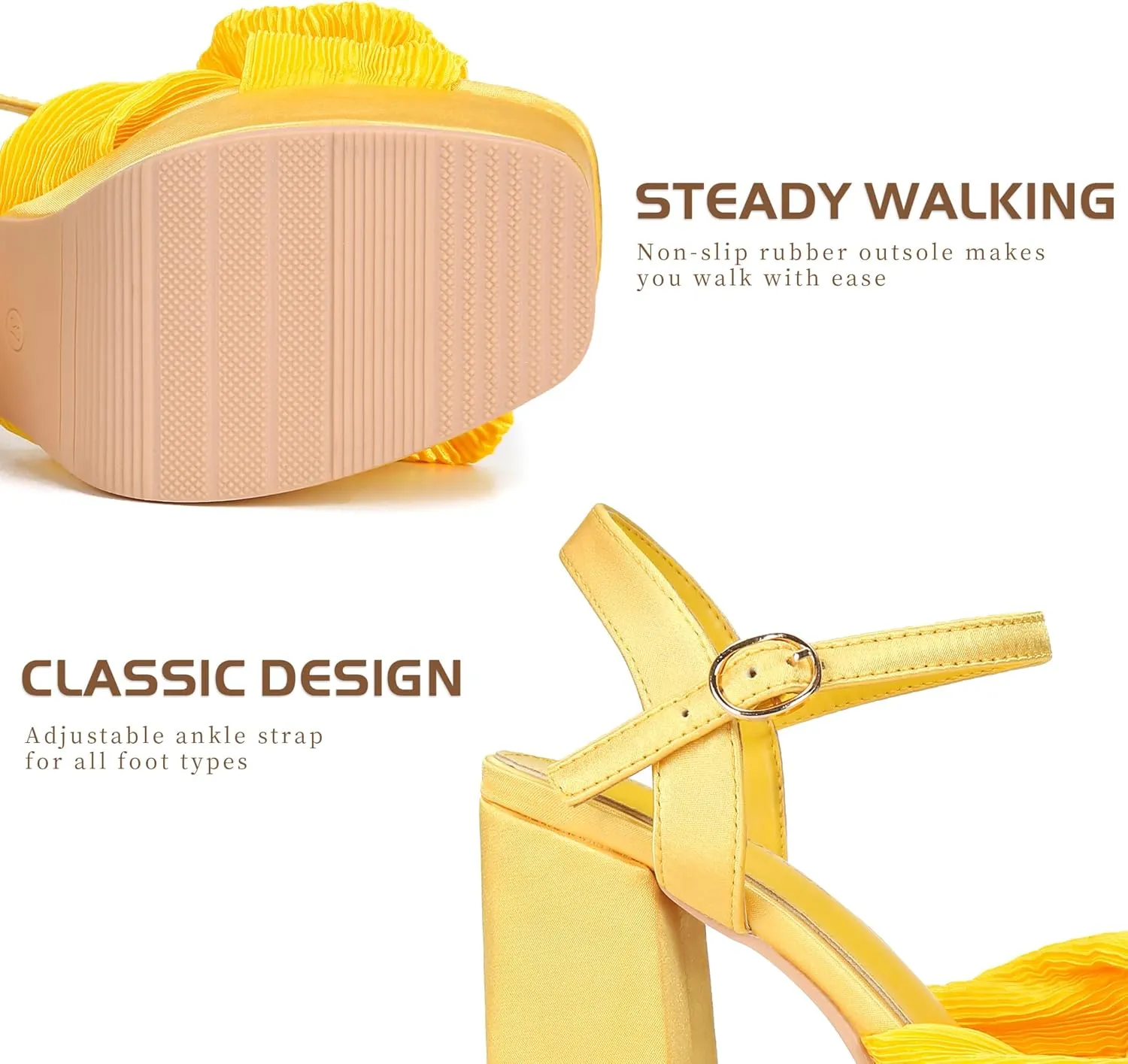 KHPAERMEI Bow Knot Platform Heels for Women Fashion Open Toe Chunky Heeled Sandals Ankle Strap Wedding Party Dress High Heels