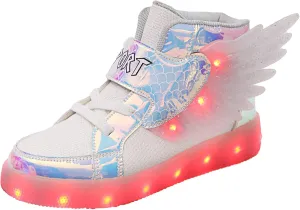 Kids Light up Shoes LED USB Charging Flashing High-top Wings Sneakers Boys Girls Trainers for Festivals Halloween Christmas New Year Party Great Gift