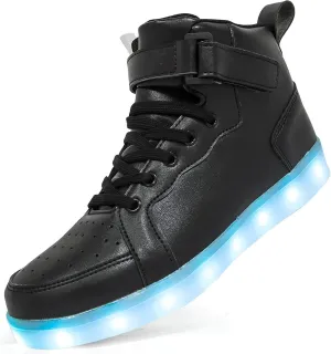Kids Light Up Trainers Luminous Sneakers Boys Girls USB Charging Led High Top Flashing Shoes Xmas