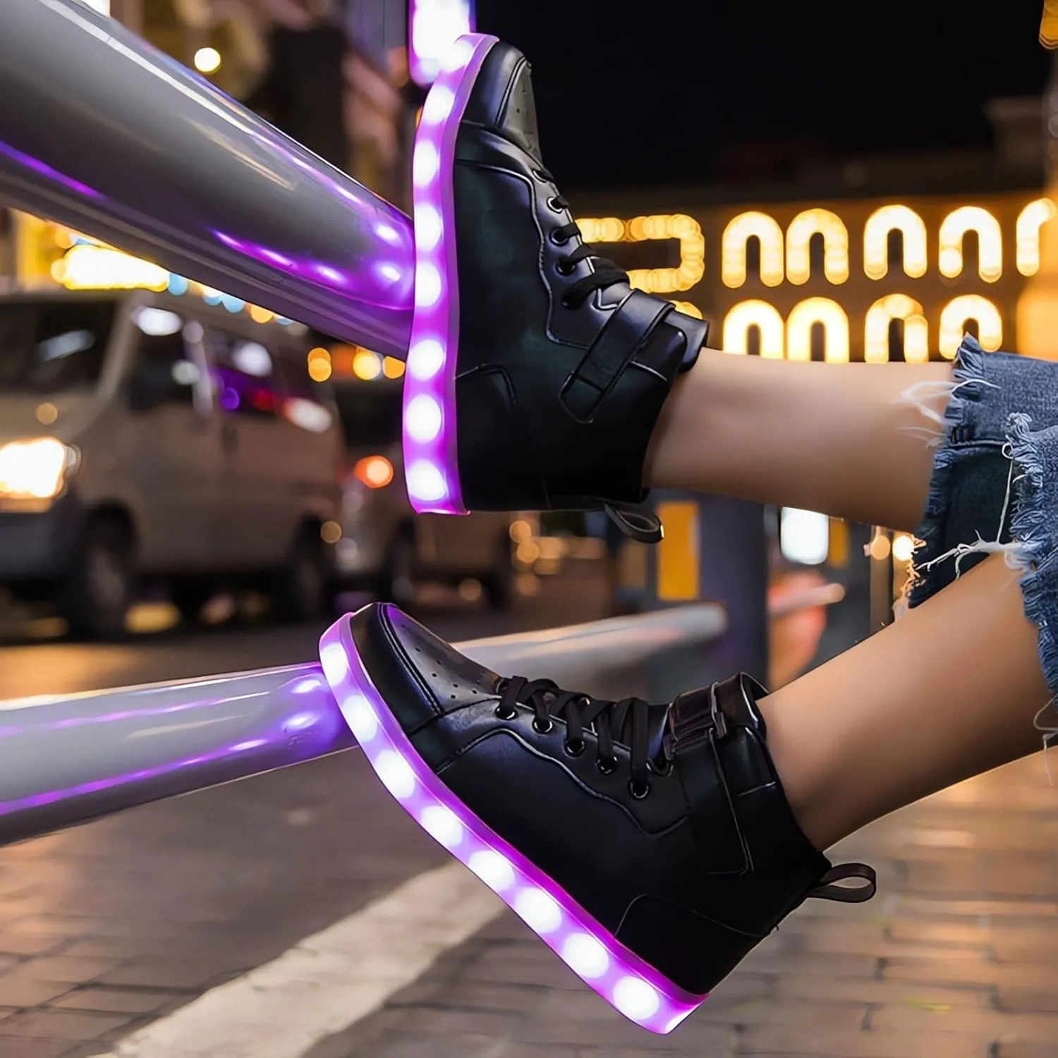 Kids Light Up Trainers Luminous Sneakers Boys Girls USB Charging Led High Top Flashing Shoes Xmas