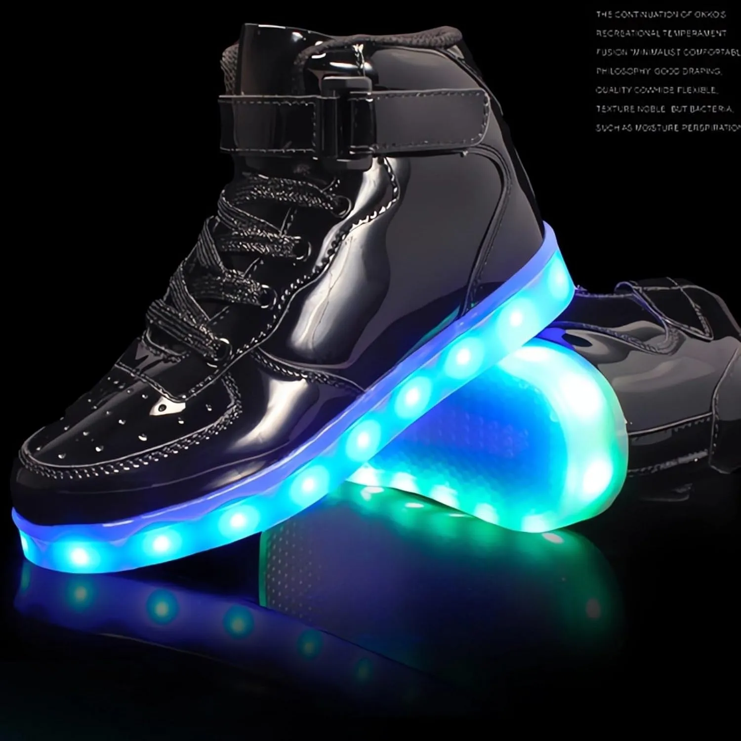 Kids Light Up Trainers Luminous Sneakers Boys Girls USB Charging Led High Top Flashing Shoes Xmas