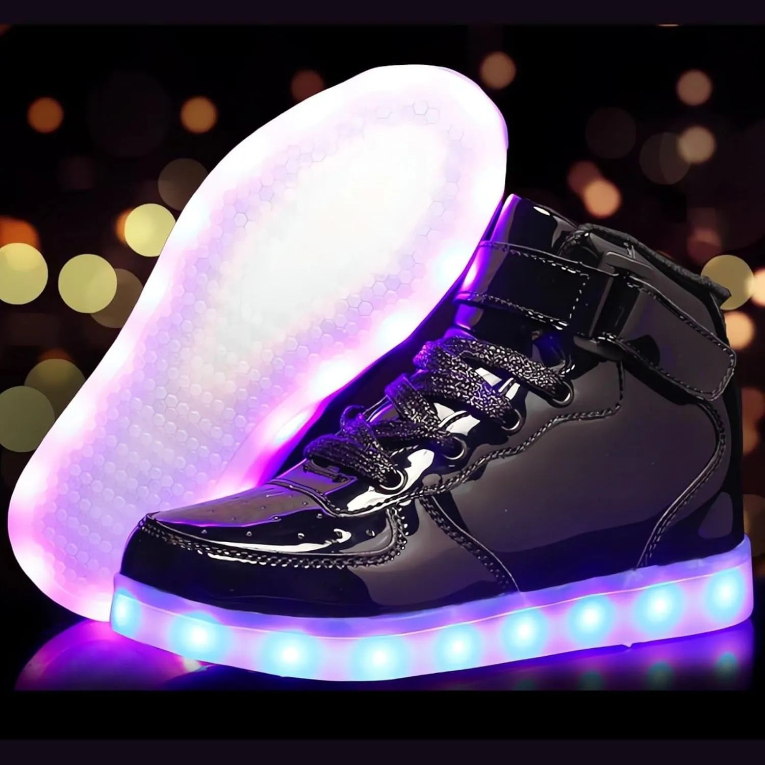 Kids Light Up Trainers Luminous Sneakers Boys Girls USB Charging Led High Top Flashing Shoes Xmas