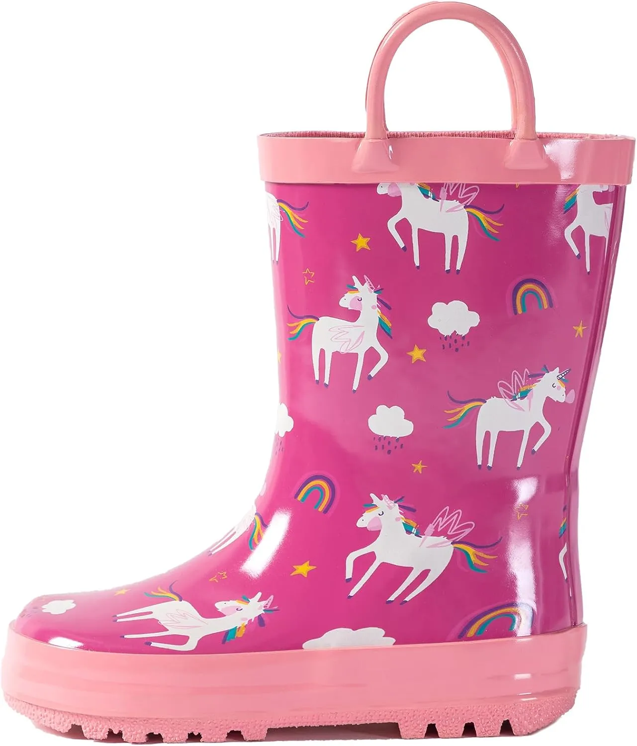Kids Rain Boots - Toddler Waterproof Rubber Kids Rain Boots for Girls and Boys with Fun Patterns and Easy-On Handles